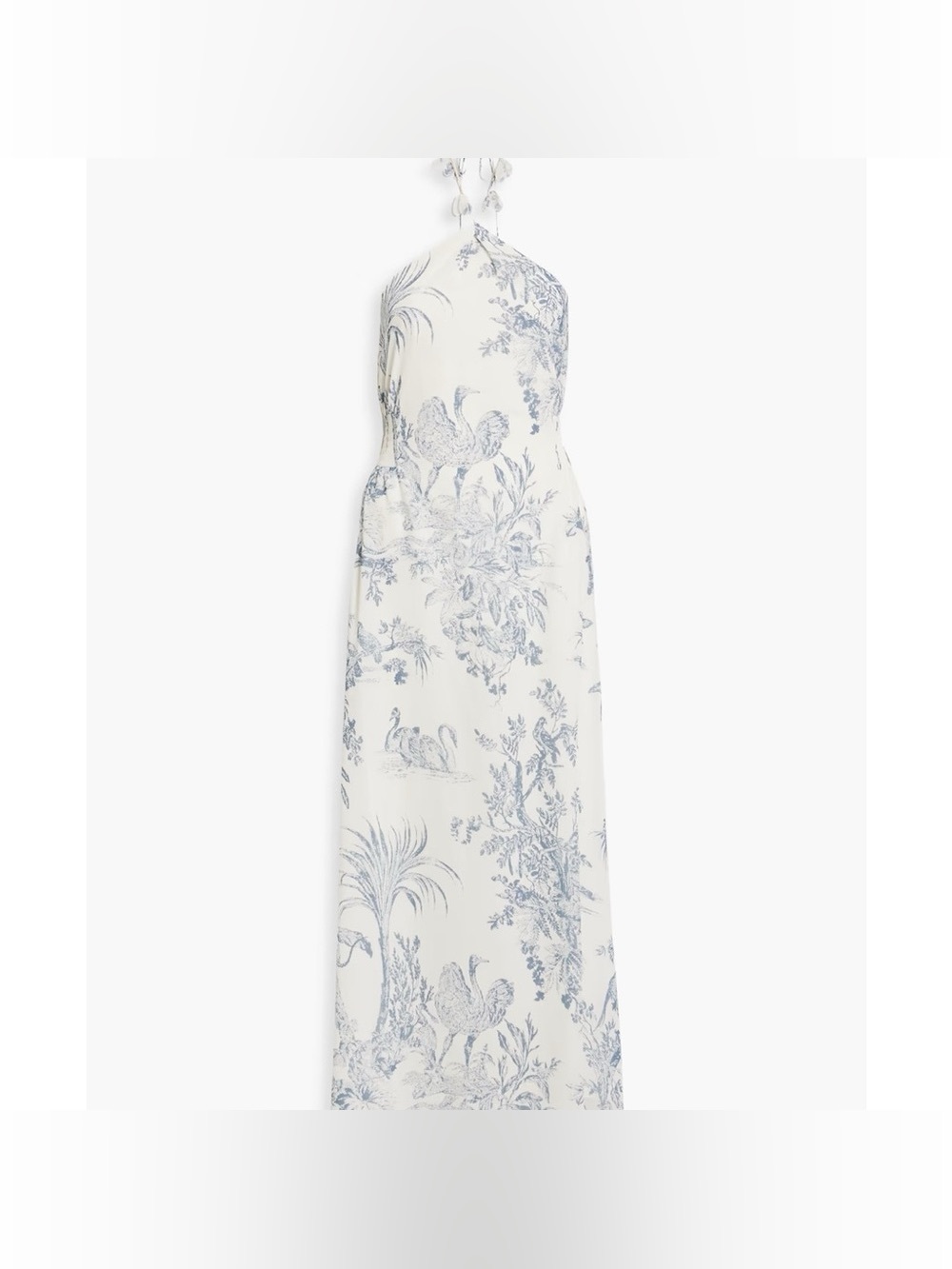 Sachin + Babi White and Blue Toile Halter Maxi Dress